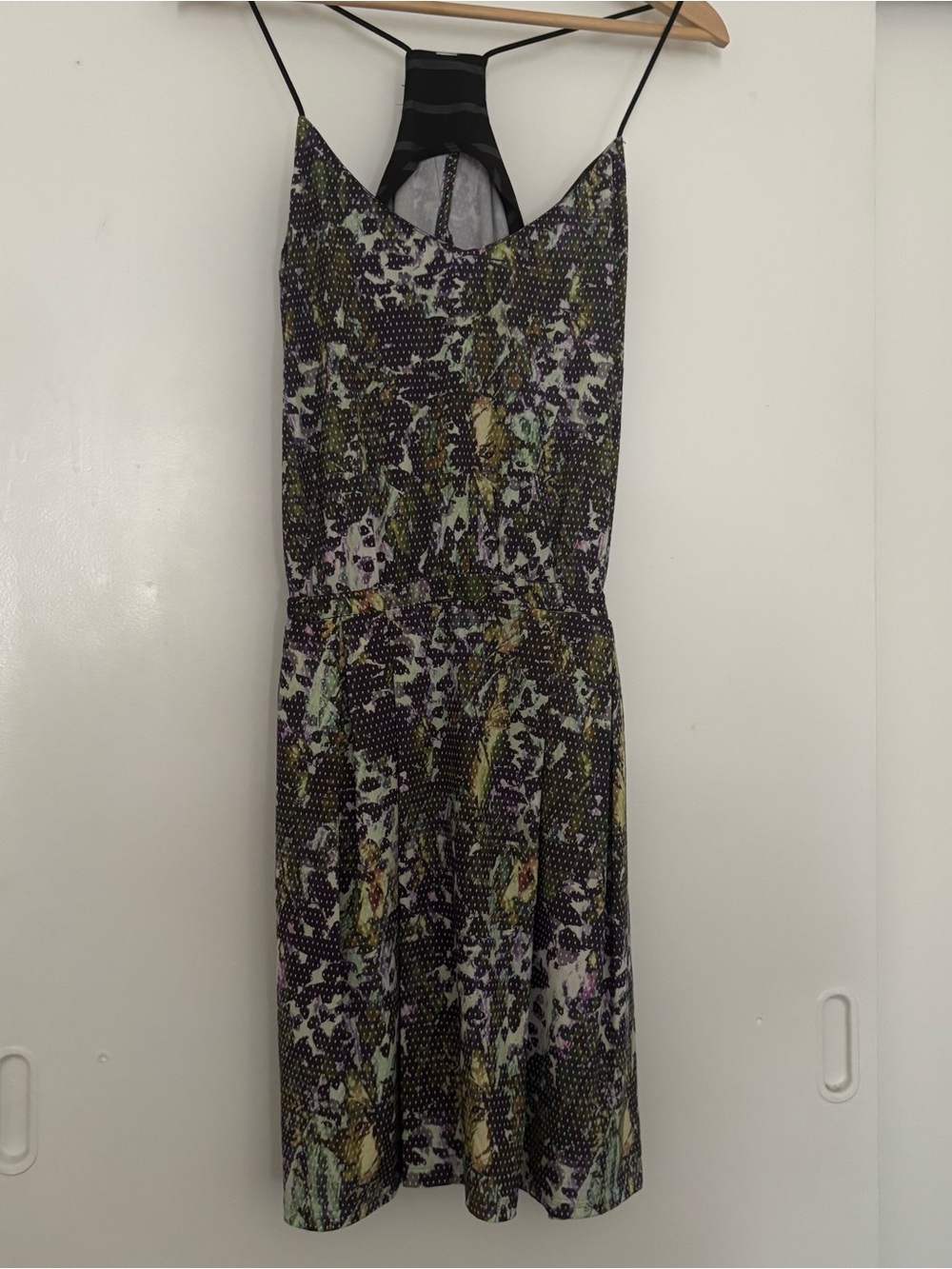 Lululemon Spaghetti-Strap Midi Floral Racerback Dress Black, Purple,Yellow Sz 6